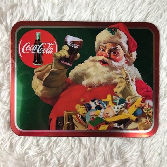 NWOT Set of 2 Vintage Coca-Cola Santa and Sweet Kids Tin Trivet and Wall Plaque - Picture 7 of 12